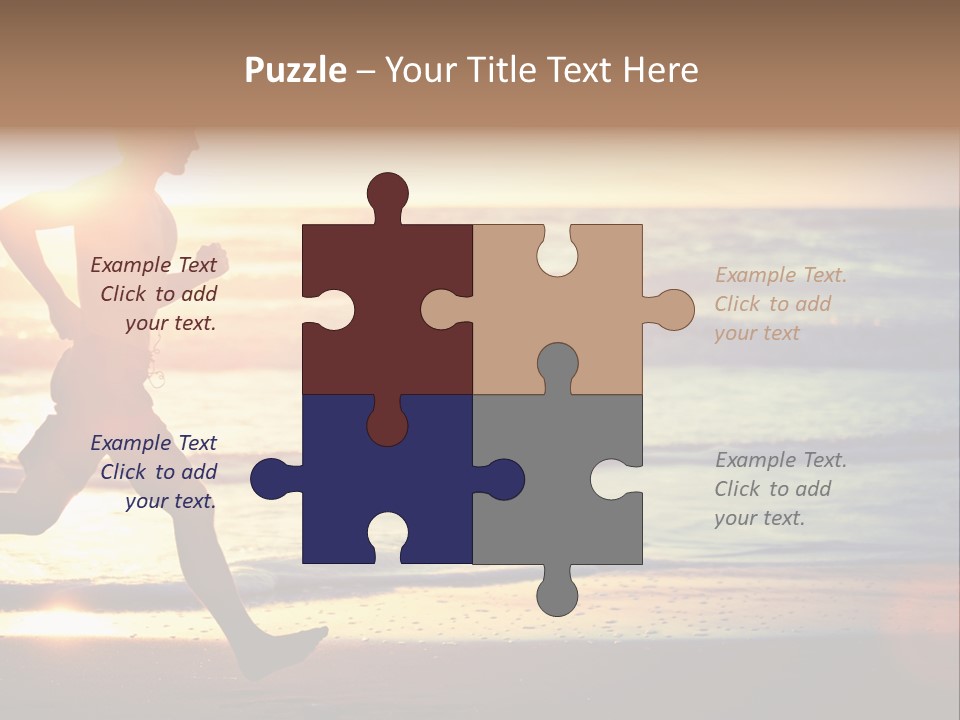 A Man Running On The Beach At Sunset PowerPoint Template