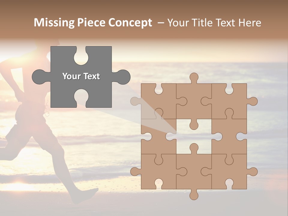 A Man Running On The Beach At Sunset PowerPoint Template