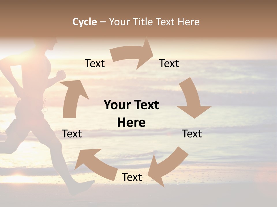 A Man Running On The Beach At Sunset PowerPoint Template