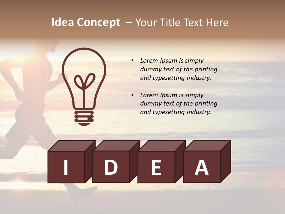 A Man Running On The Beach At Sunset PowerPoint Template