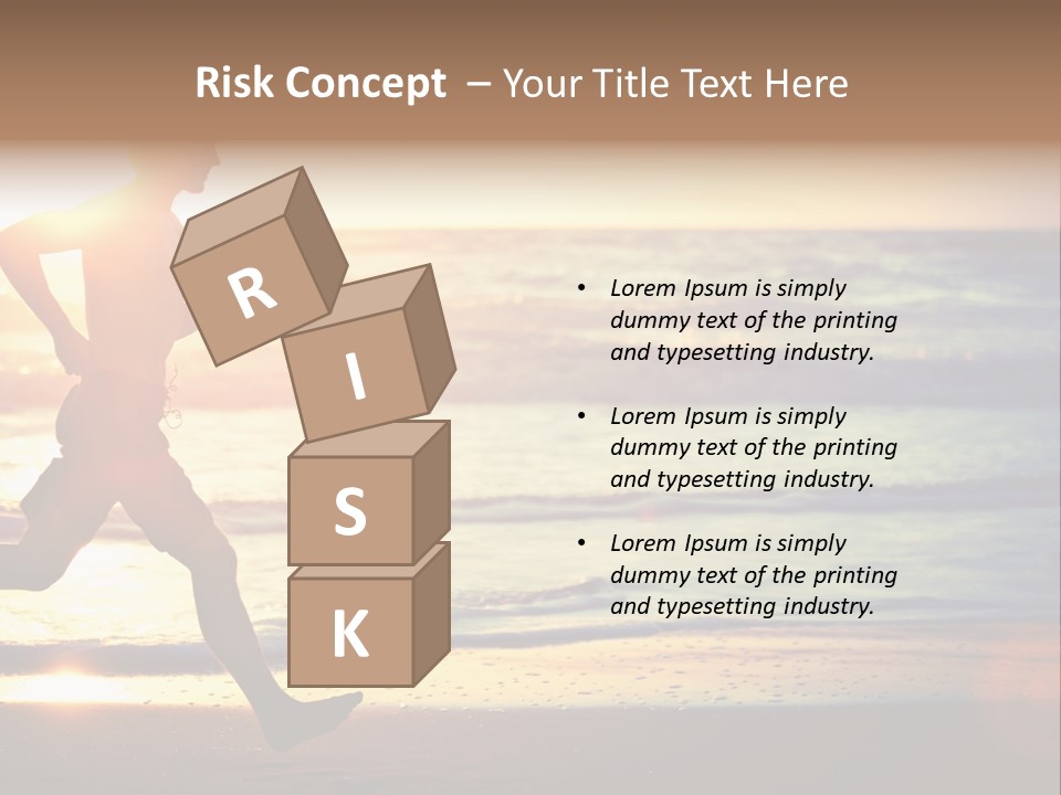 A Man Running On The Beach At Sunset PowerPoint Template