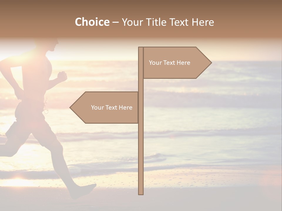 A Man Running On The Beach At Sunset PowerPoint Template