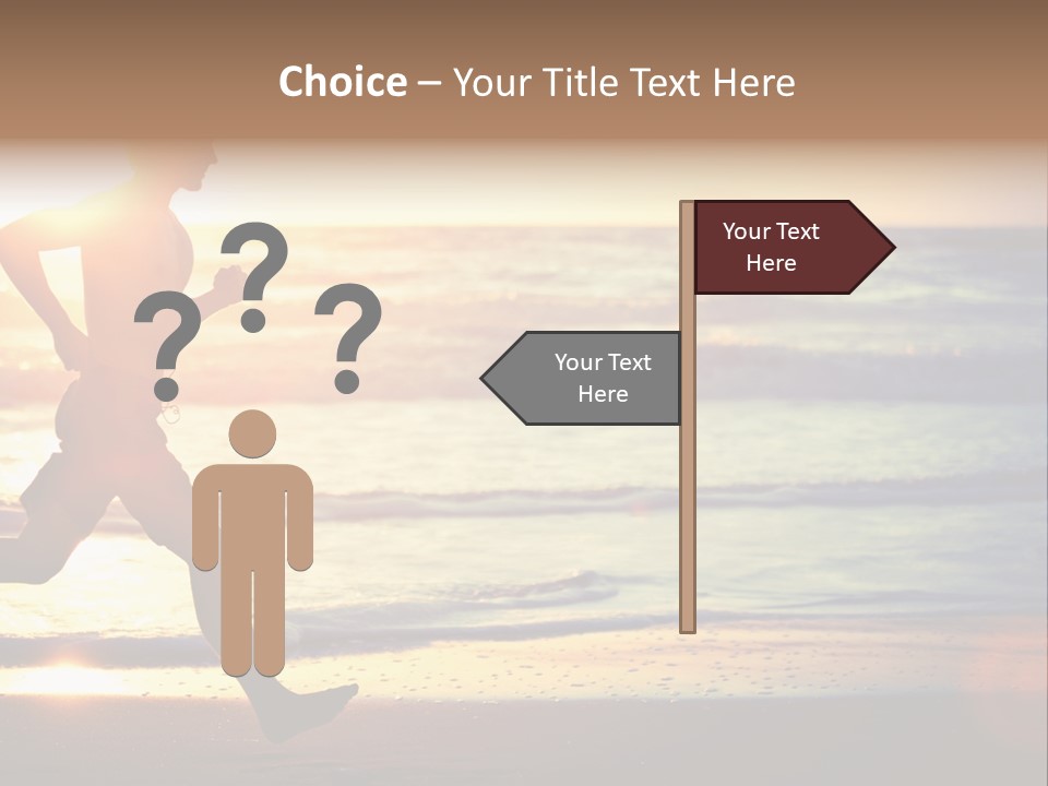 A Man Running On The Beach At Sunset PowerPoint Template