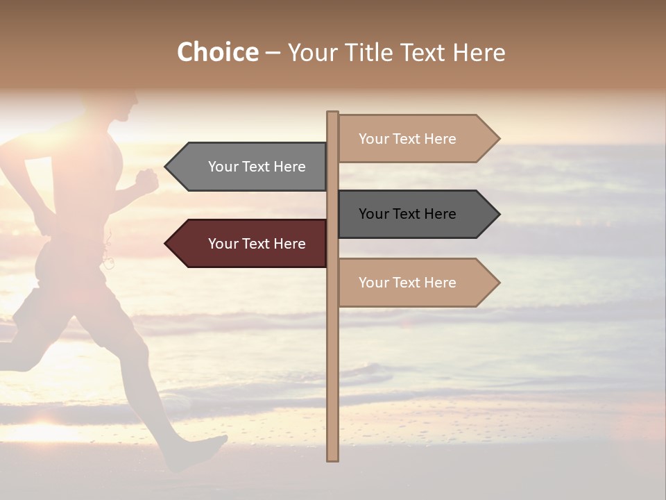 A Man Running On The Beach At Sunset PowerPoint Template