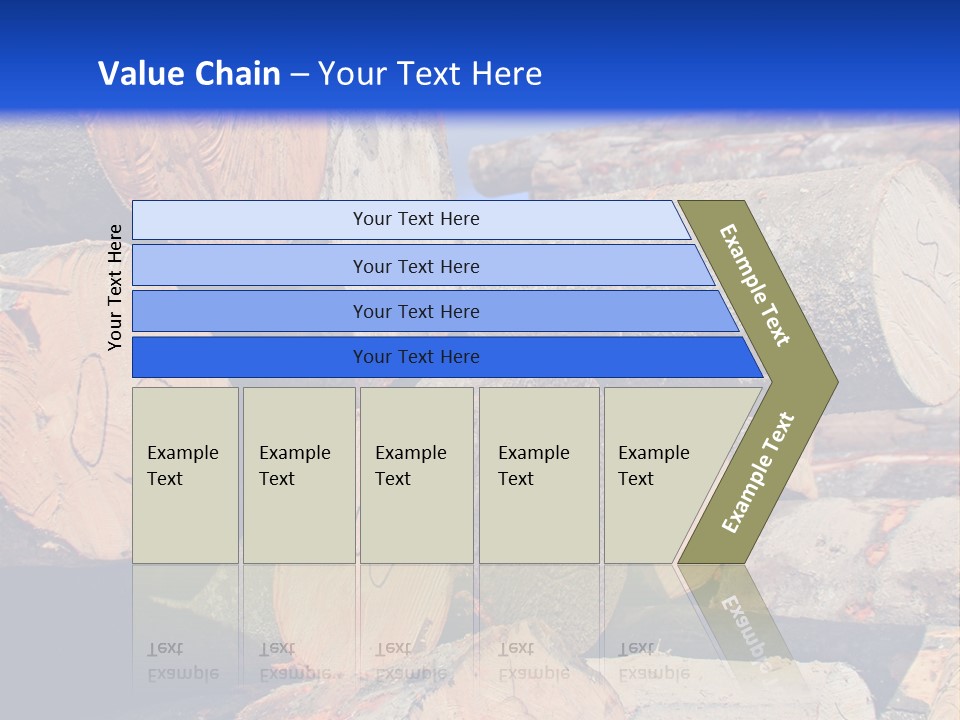 A Pile Of Logs With A Crane In The Background PowerPoint Template