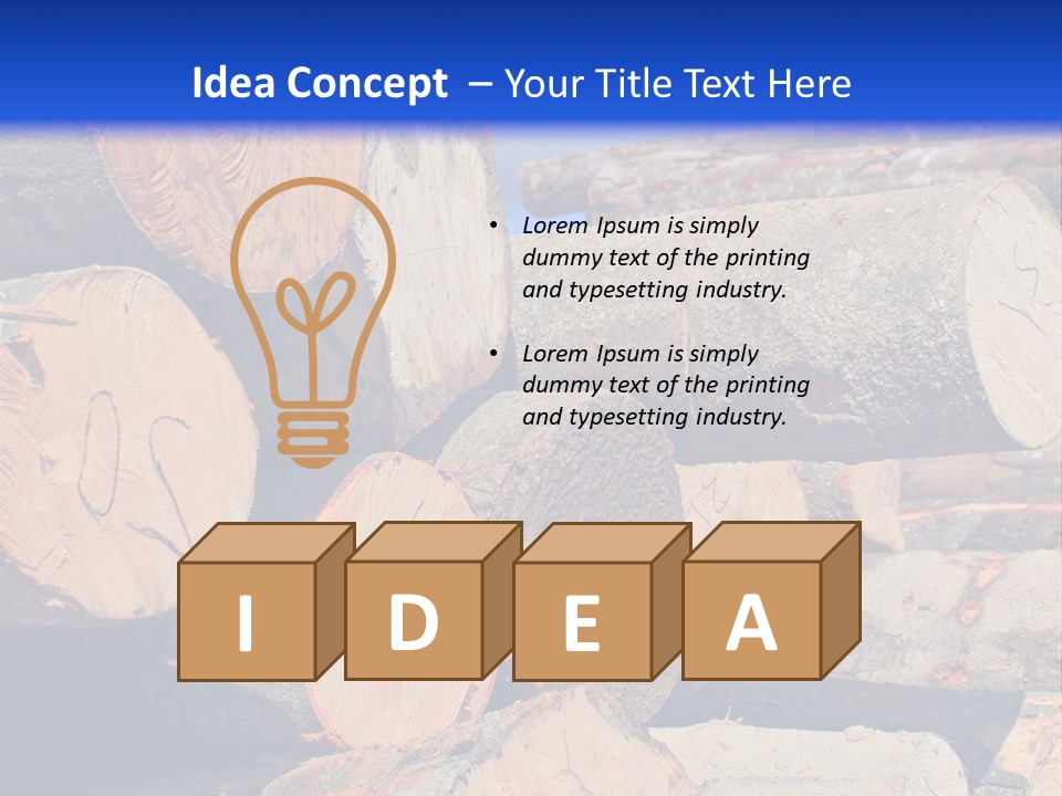 A Pile Of Logs With A Crane In The Background PowerPoint Template