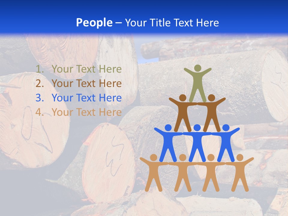 A Pile Of Logs With A Crane In The Background PowerPoint Template