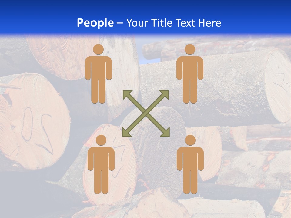 A Pile Of Logs With A Crane In The Background PowerPoint Template