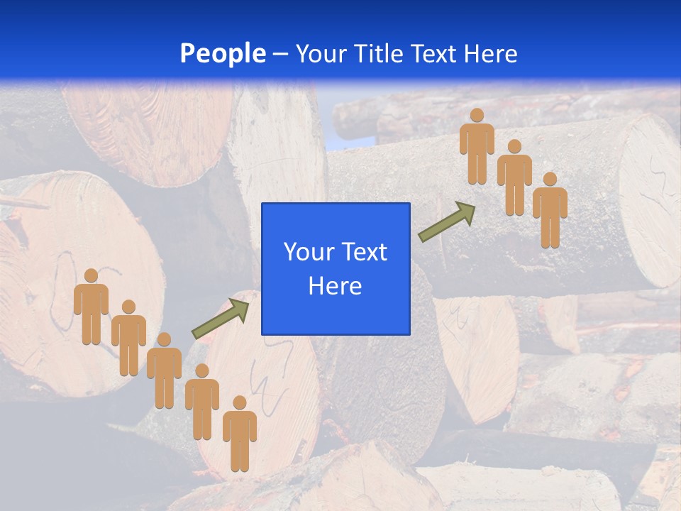 A Pile Of Logs With A Crane In The Background PowerPoint Template