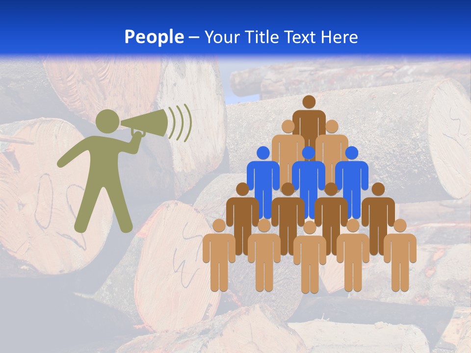 A Pile Of Logs With A Crane In The Background PowerPoint Template