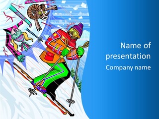 A Skier Is Skiing Down A Snowy Hill PowerPoint Template