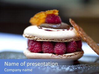 A Dessert With Raspberries On Top Of It PowerPoint Template