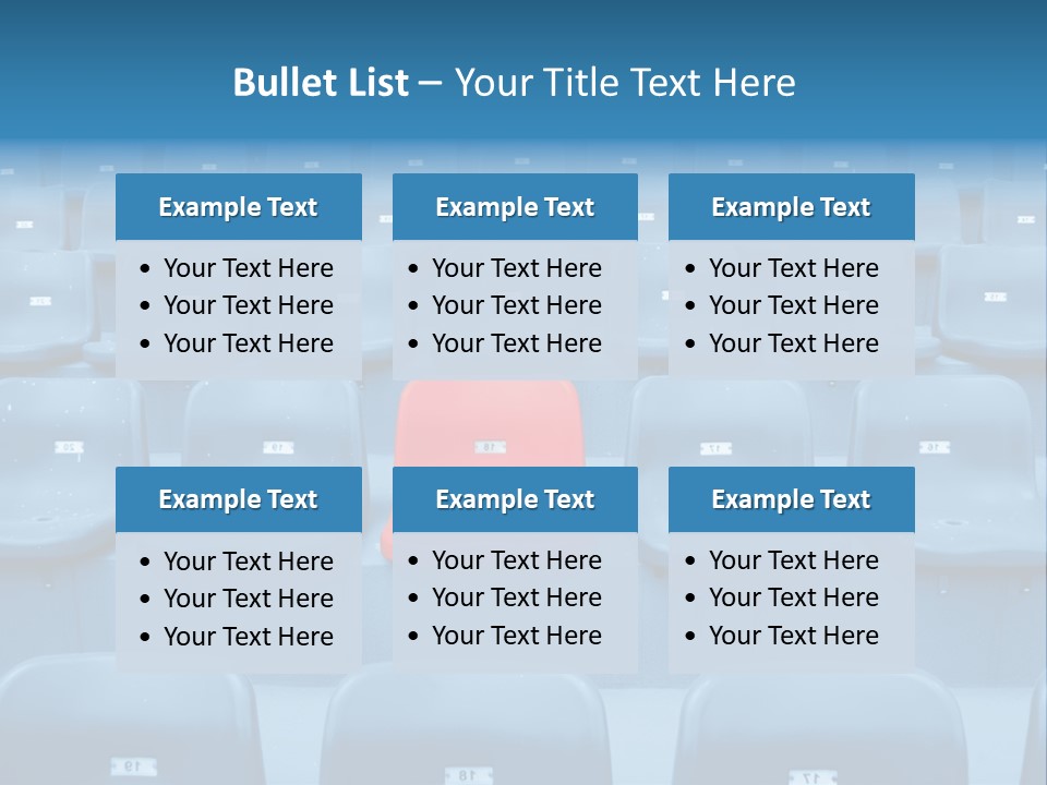 A Red Chair Sitting In The Middle Of A Row Of Blue Chairs PowerPoint Template