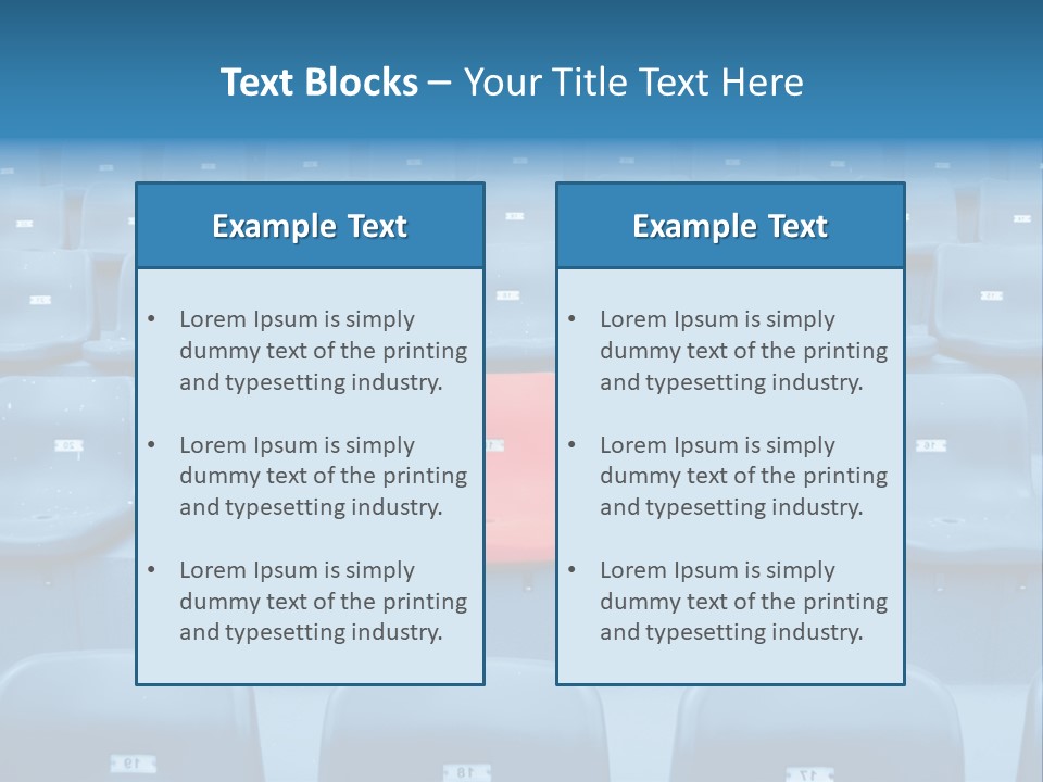 A Red Chair Sitting In The Middle Of A Row Of Blue Chairs PowerPoint Template