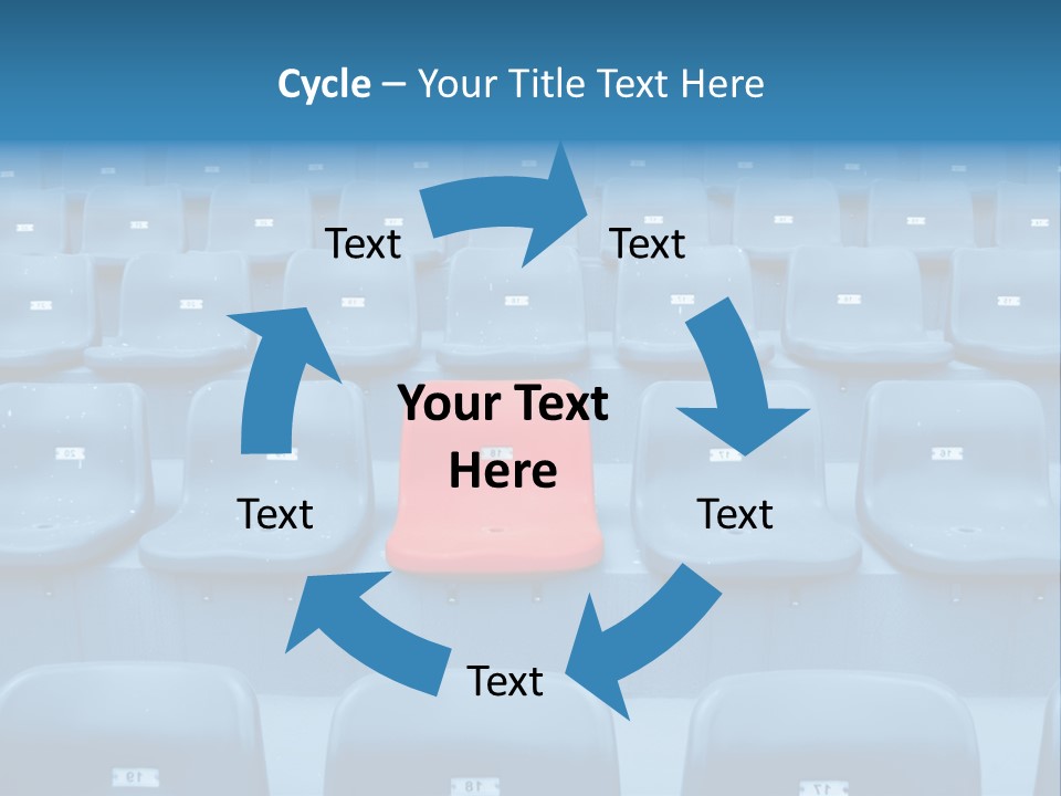 A Red Chair Sitting In The Middle Of A Row Of Blue Chairs PowerPoint Template