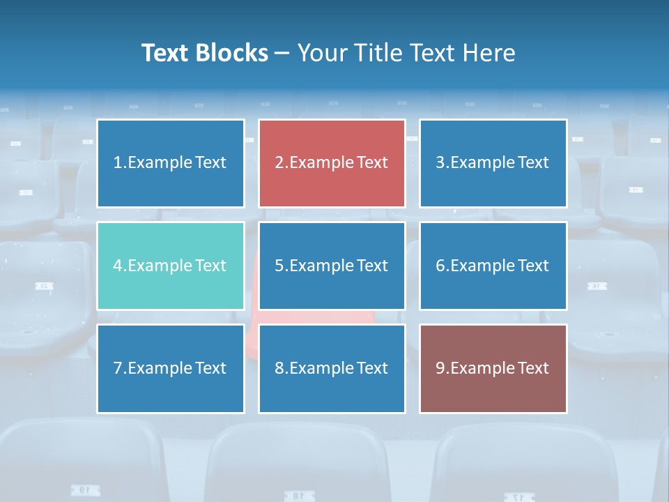 A Red Chair Sitting In The Middle Of A Row Of Blue Chairs PowerPoint Template