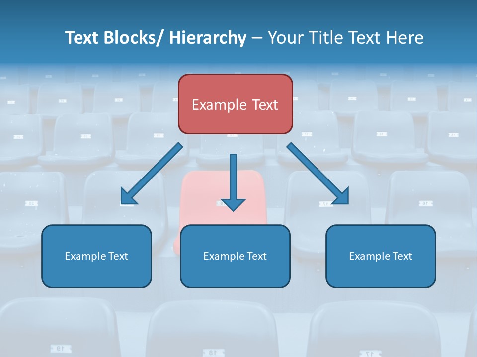 A Red Chair Sitting In The Middle Of A Row Of Blue Chairs PowerPoint Template