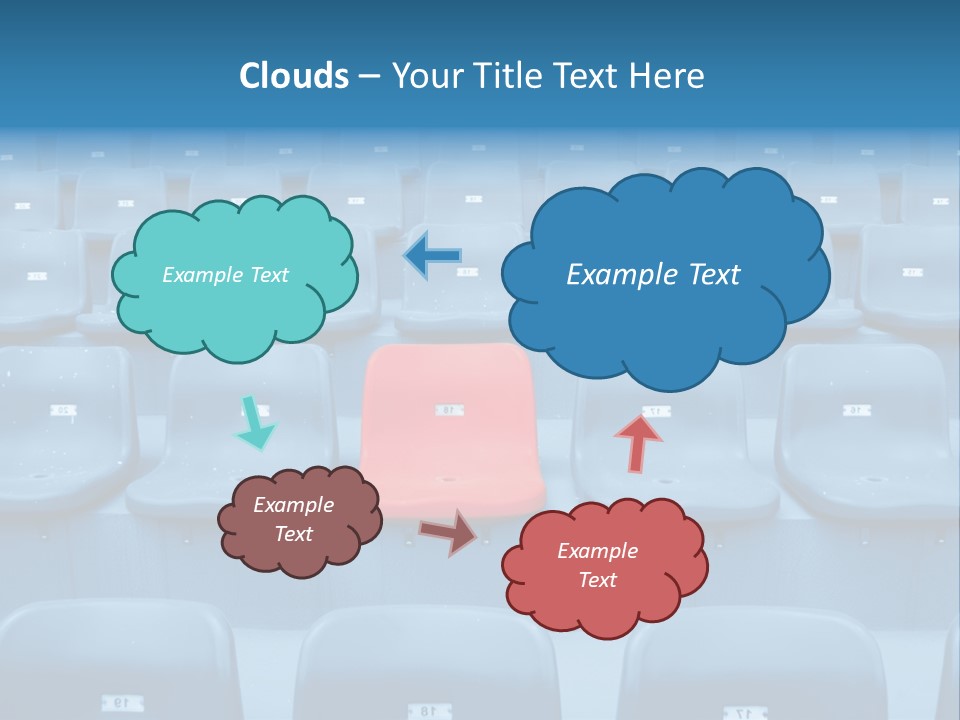 A Red Chair Sitting In The Middle Of A Row Of Blue Chairs PowerPoint Template