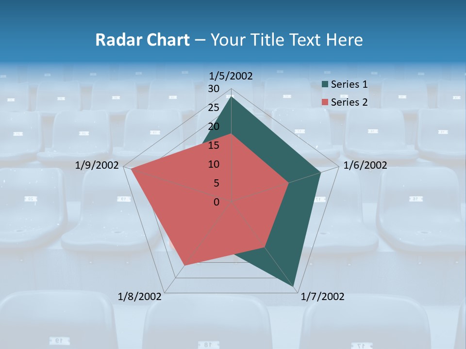 A Red Chair Sitting In The Middle Of A Row Of Blue Chairs PowerPoint Template