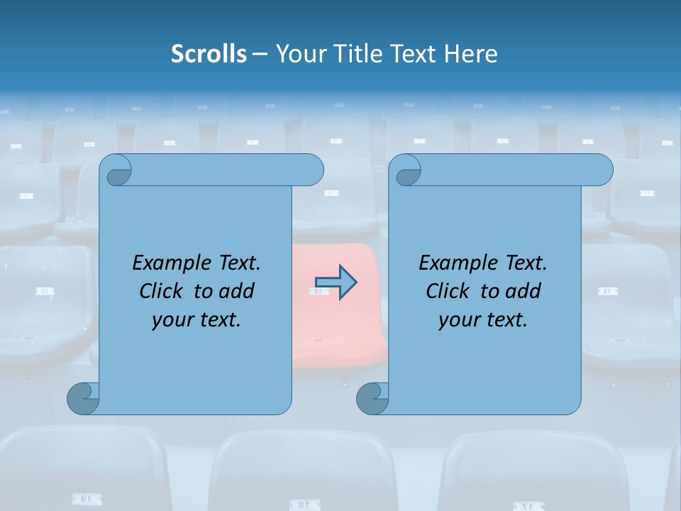 A Red Chair Sitting In The Middle Of A Row Of Blue Chairs PowerPoint Template