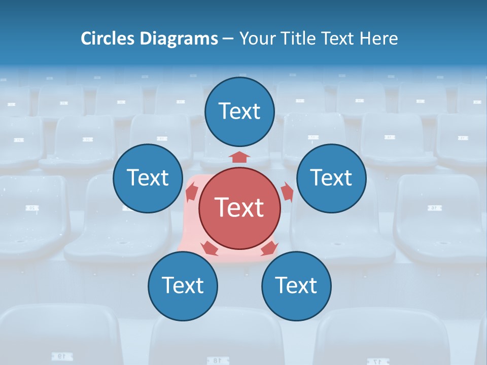 A Red Chair Sitting In The Middle Of A Row Of Blue Chairs PowerPoint Template