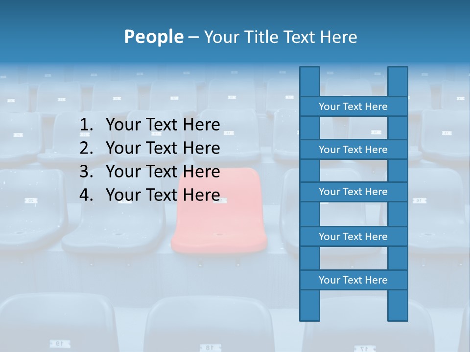 A Red Chair Sitting In The Middle Of A Row Of Blue Chairs PowerPoint Template