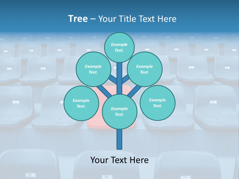 A Red Chair Sitting In The Middle Of A Row Of Blue Chairs PowerPoint Template