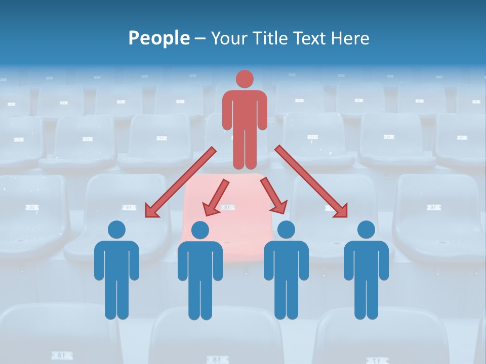 A Red Chair Sitting In The Middle Of A Row Of Blue Chairs PowerPoint Template