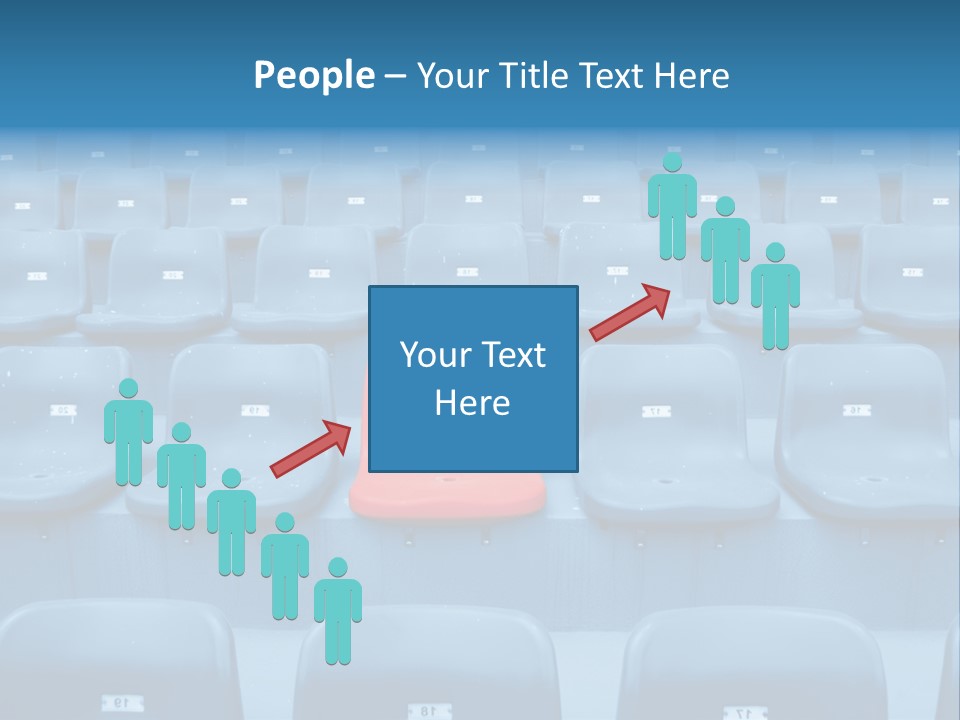 A Red Chair Sitting In The Middle Of A Row Of Blue Chairs PowerPoint Template