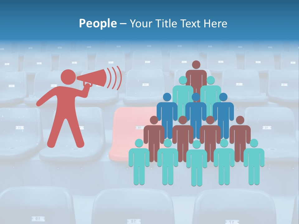 A Red Chair Sitting In The Middle Of A Row Of Blue Chairs PowerPoint Template