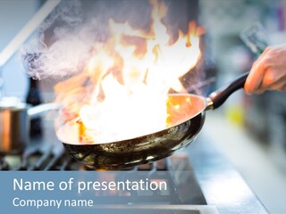 A Person Cooking On A Stove With A Frying Pan PowerPoint Template