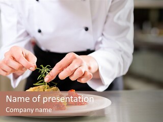 A Person In A Chef's Uniform Preparing Food On A Plate PowerPoint Template