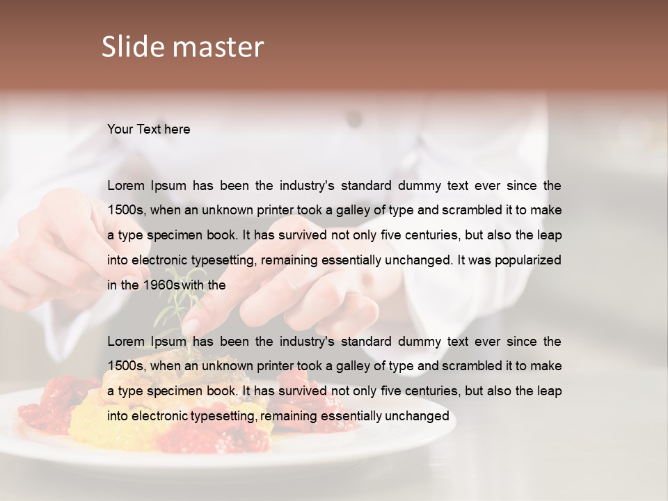 A Person In A Chef's Uniform Preparing Food On A Plate PowerPoint Template