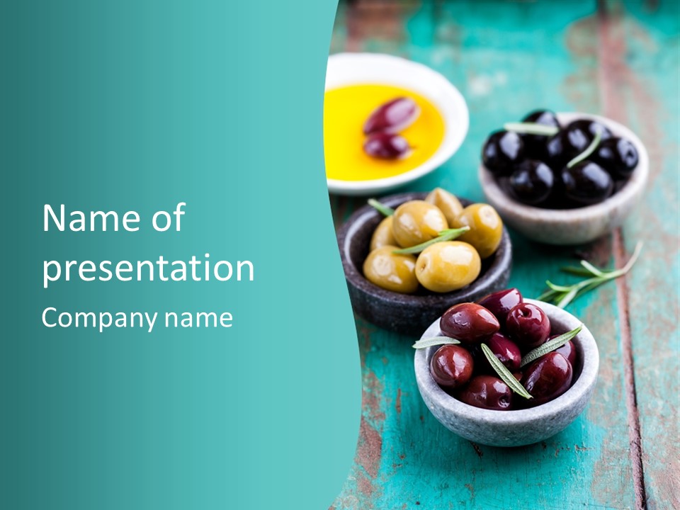 Fruits Greek Olives Appetizer PowerPoint Template