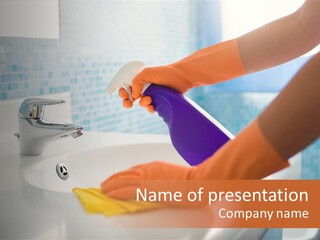 Tap Person Wash Basin PowerPoint Template