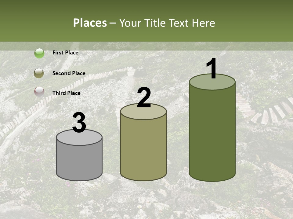 A Rocky Hillside With Stairs Leading Up To The Top Of It PowerPoint Template