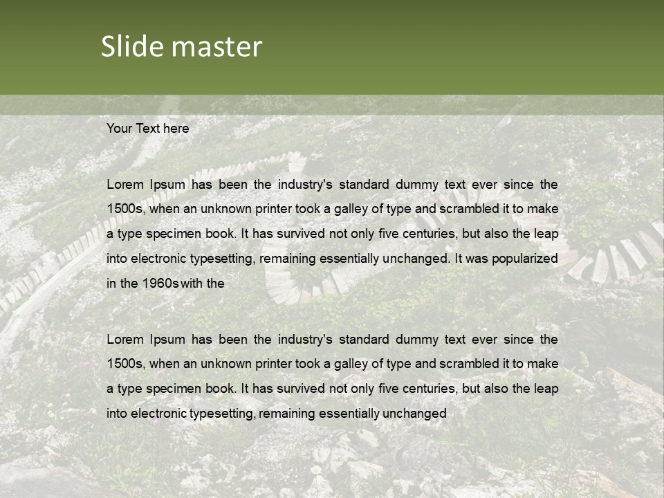 A Rocky Hillside With Stairs Leading Up To The Top Of It PowerPoint Template