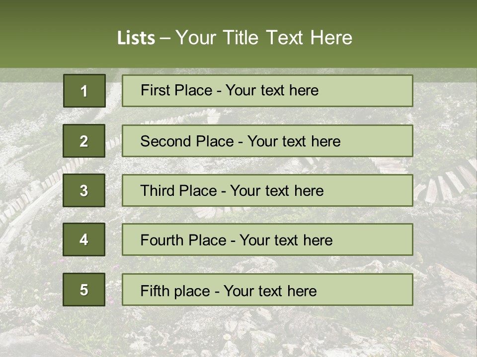 A Rocky Hillside With Stairs Leading Up To The Top Of It PowerPoint Template