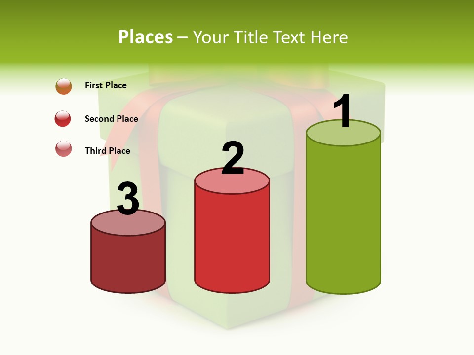 A Green Present Box With A Red Ribbon PowerPoint Template