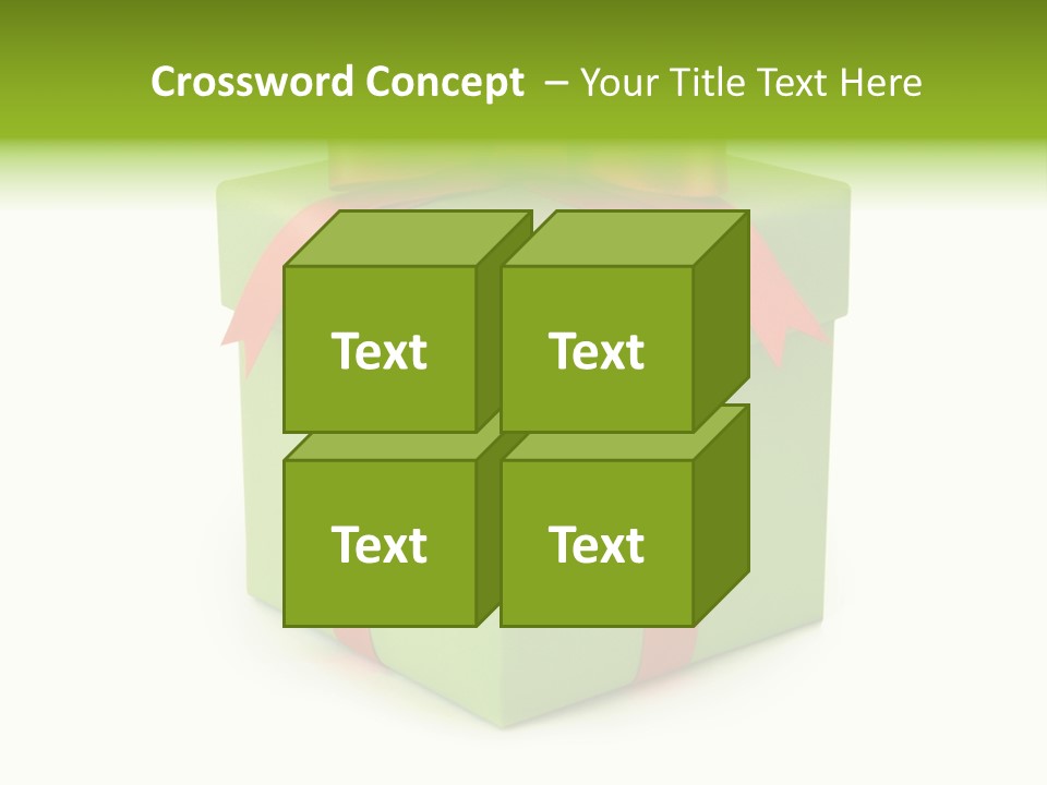 A Green Present Box With A Red Ribbon PowerPoint Template