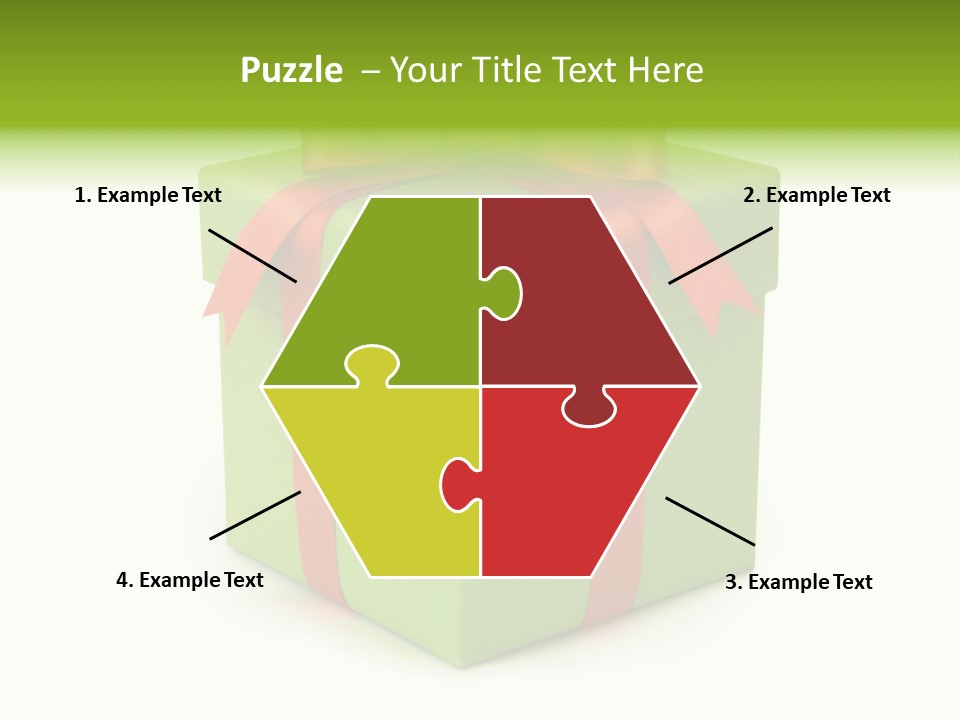 A Green Present Box With A Red Ribbon PowerPoint Template