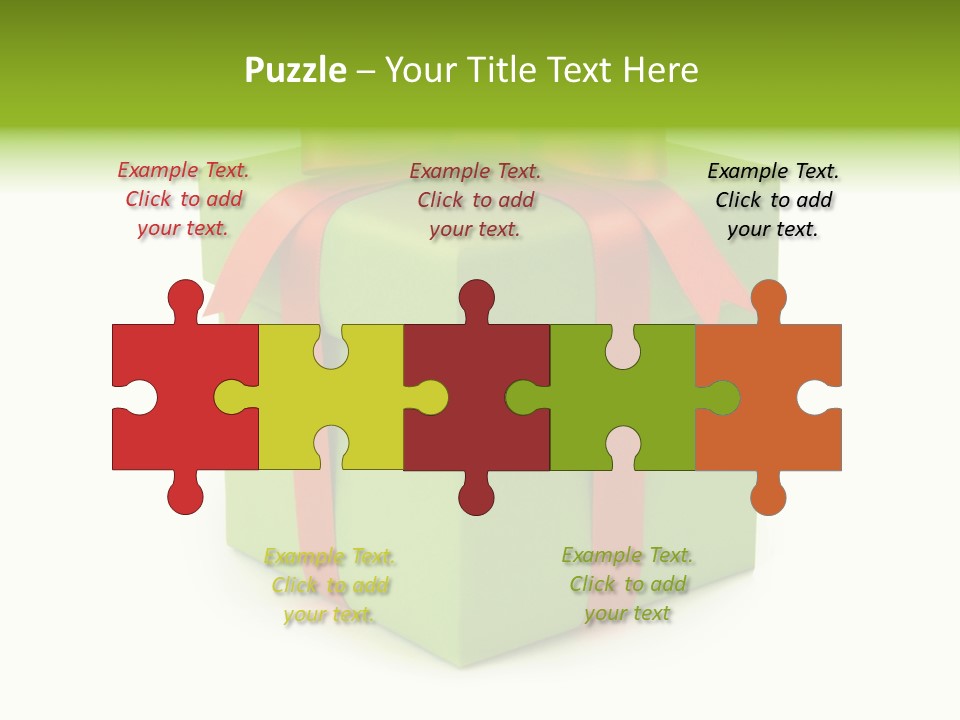 A Green Present Box With A Red Ribbon PowerPoint Template