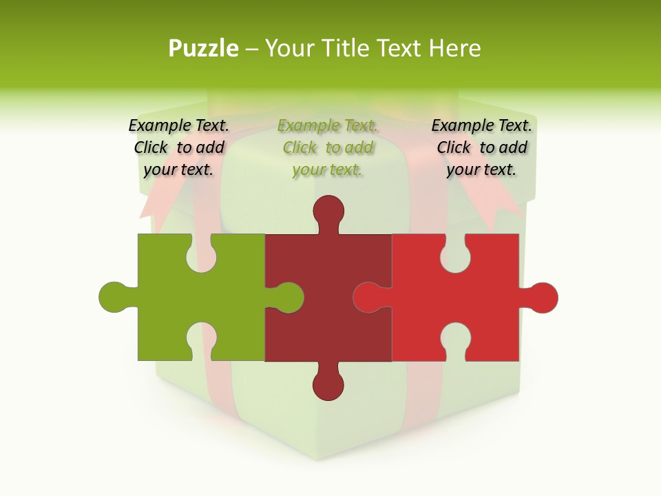 A Green Present Box With A Red Ribbon PowerPoint Template