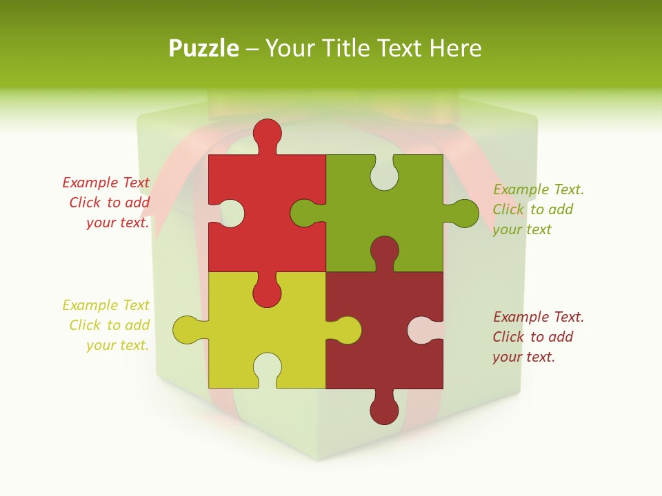 A Green Present Box With A Red Ribbon PowerPoint Template