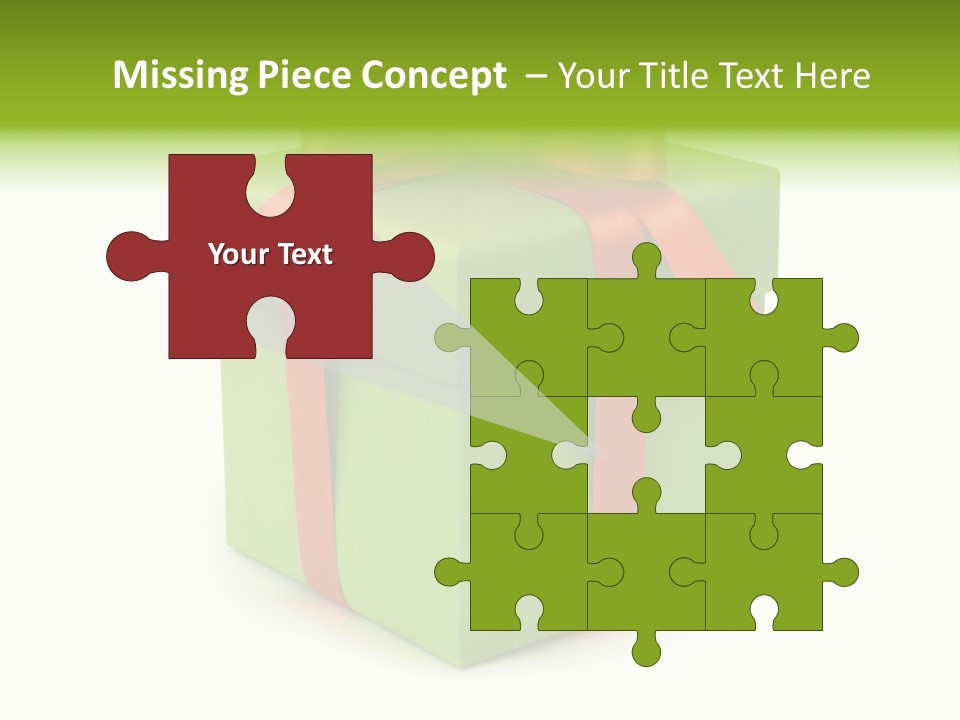 A Green Present Box With A Red Ribbon PowerPoint Template