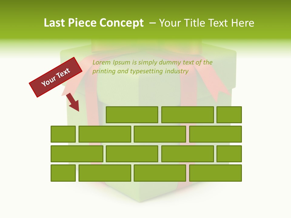 A Green Present Box With A Red Ribbon PowerPoint Template