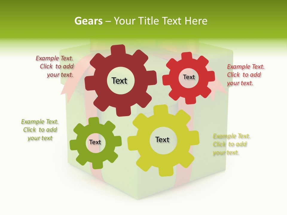 A Green Present Box With A Red Ribbon PowerPoint Template