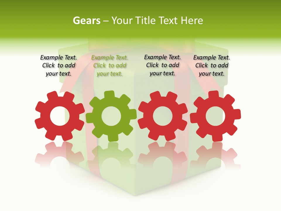 A Green Present Box With A Red Ribbon PowerPoint Template