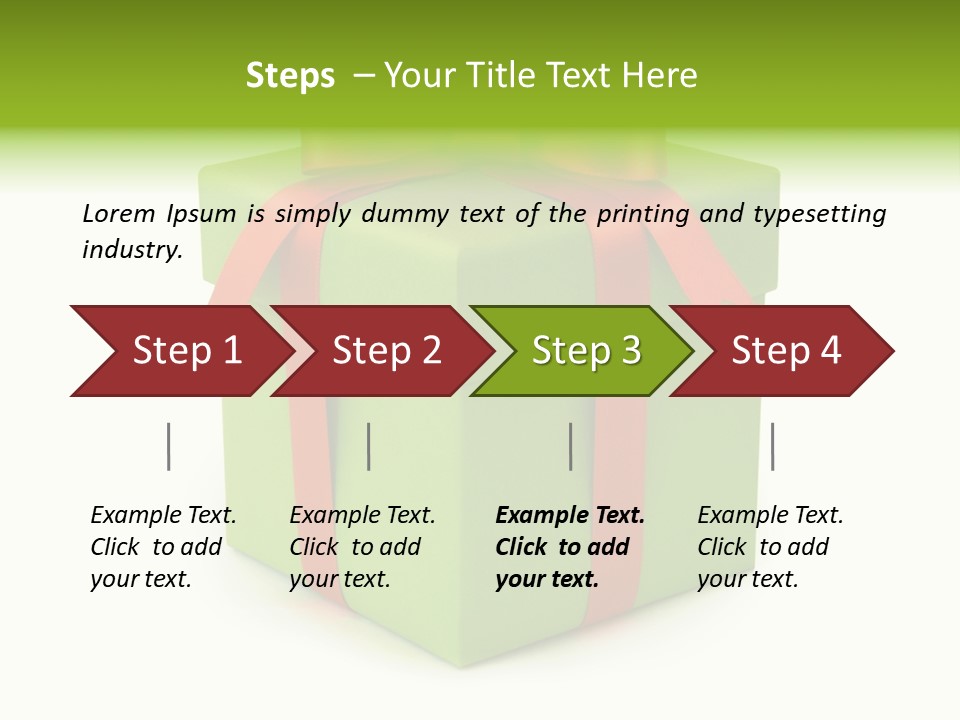 A Green Present Box With A Red Ribbon PowerPoint Template