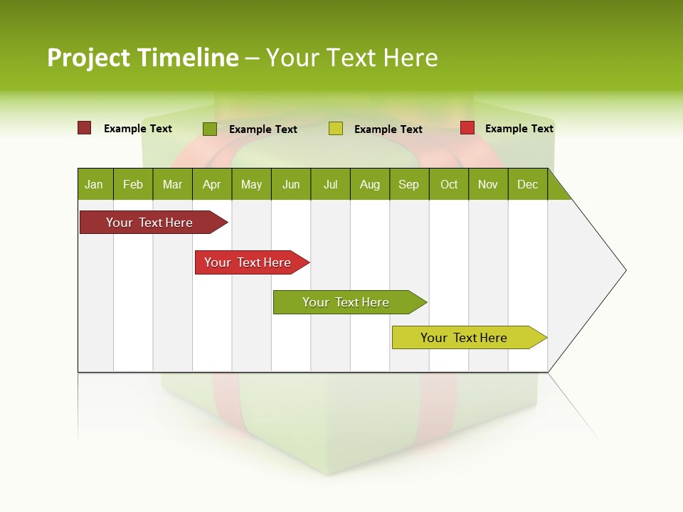 A Green Present Box With A Red Ribbon PowerPoint Template